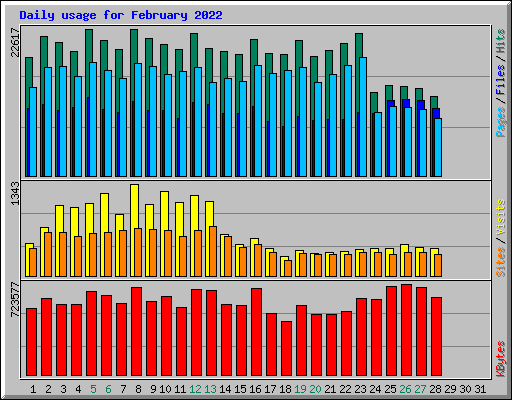 Daily usage for February 2022