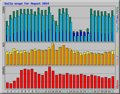 Daily usage for August 2024